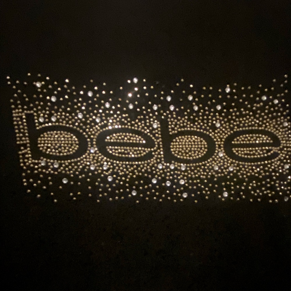 Black Bling Bling Bebe Long Sleeve Shirt Sz Lg